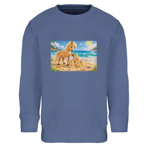 Strandpony mit Sandburg – Kinder-Pullover