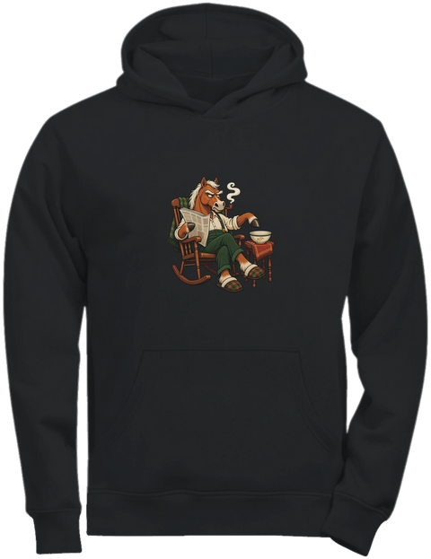 Grummeliges Pferd im Schaukelstuhl – Kinder-Hoodie Tee Jays