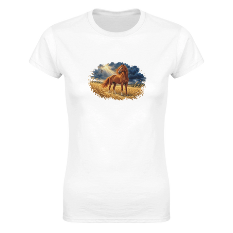 Fuchs im Weizenfeld vor dem Gewitter – Damen-T-Shirt