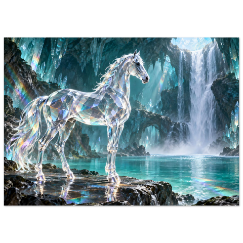 Gläsernes Pferd am Smaragdfall – Forex-Bild 50×70 cm