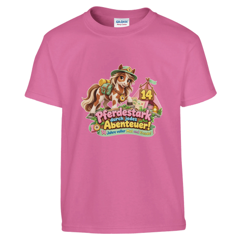 Pferdestark durch jedes Abenteuer! (14 Jahre) – Kinder-T-Shirt