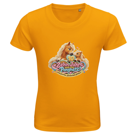 Zehn Jahre und ein Ponyherz! (10 Jahre) – Kinder-T-Shirt Bio