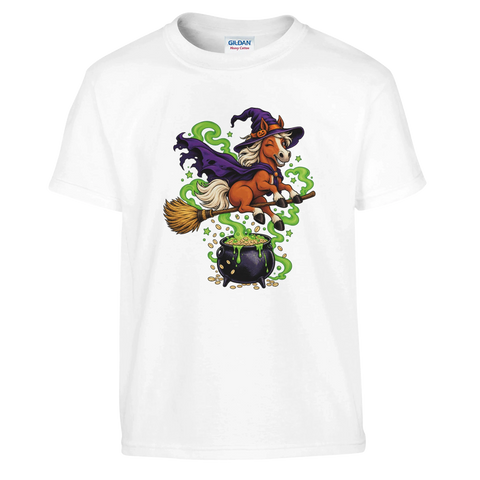 Hexenpferd am Zauberkessel – Kinder-T-Shirt