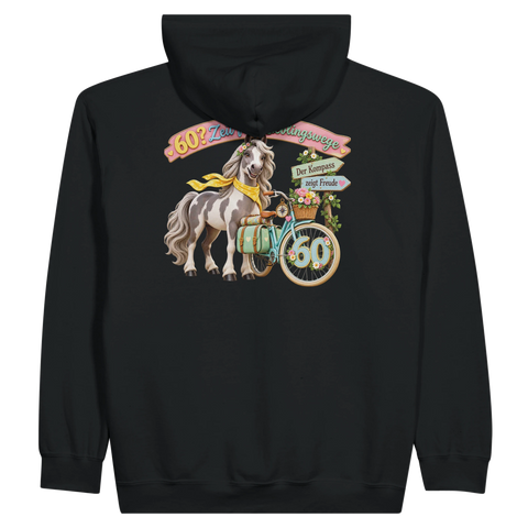 60? Zeit für Lieblingswege – Zip-Hoodie mit Rückendruck