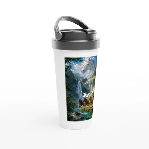 Regenbogental der fünf Pferde – Reisebecher