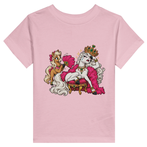 Diva-Stute mit Krone und Fohlen – Kleinkind-T-Shirt