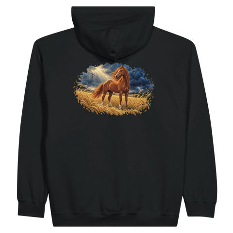 Fuchs im Weizenfeld vor dem Gewitter – Zip-Hoodie mit Rückendruck