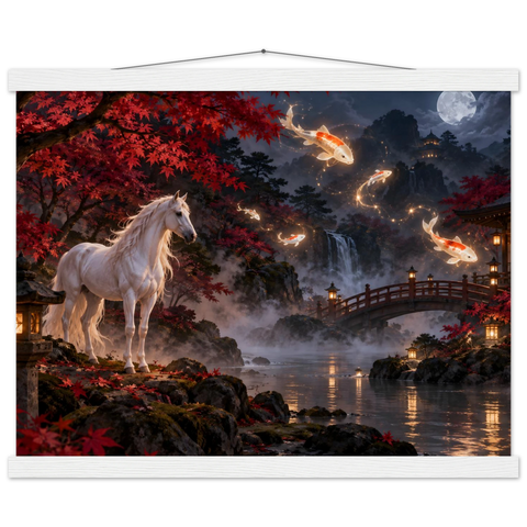 Schimmel unter fliegenden Kois – Poster mit Leisten 40×50 cm