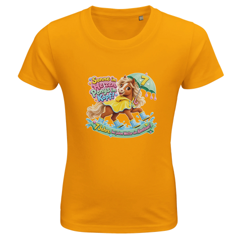 Sonne im Herzen, Ponys im Kopf! (7 Jahre) – Kinder-T-Shirt Bio