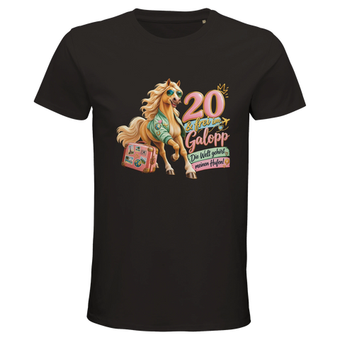 20 und frei im Galopp! – Bio-T-Shirt Herren
