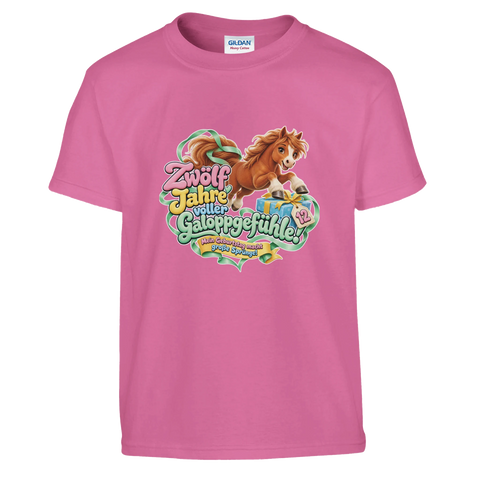 Zwölf Jahre voller Galoppgefühle! (12 Jahre) – Kinder-T-Shirt
