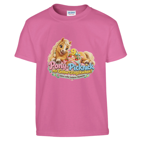 Pony-Picknick mit Geburtstagskuchen! (9 Jahre) – Kinder-T-Shirt