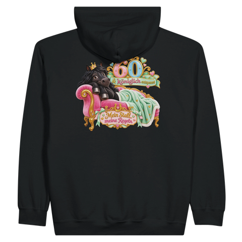 60 und königlich entspannt – Zip-Hoodie mit Rückendruck