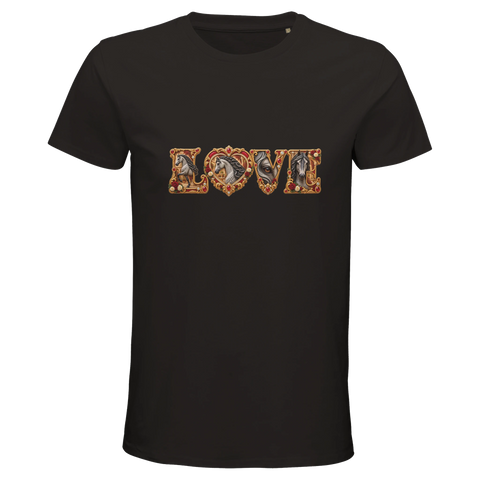 Love – Andalusier in Rubinrot – Bio-T-Shirt Herren