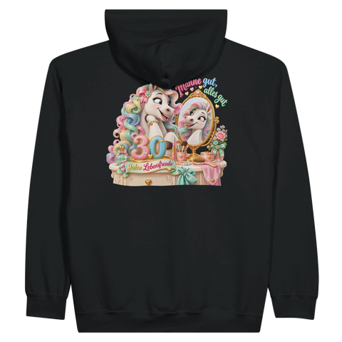 Mähne gut, alles gut! – Zip-Hoodie mit Rückendruck