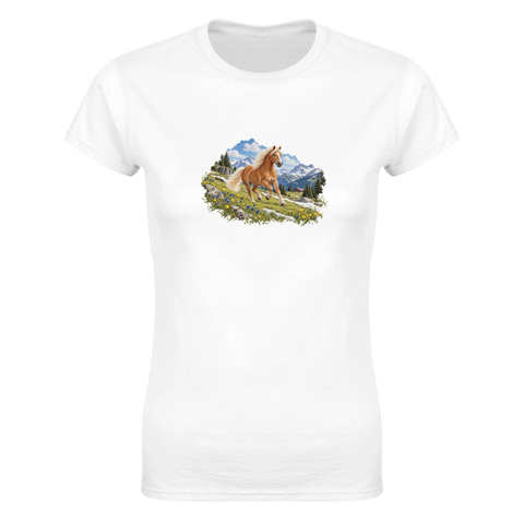 Haflinger auf der Frühlingsalm – Damen-T-Shirt