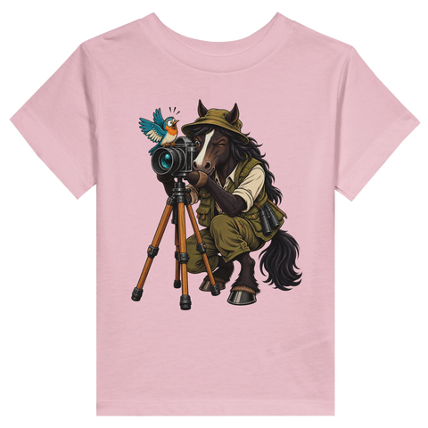 Tierfotograf-Pferd mit Stativ – Kleinkind-T-Shirt
