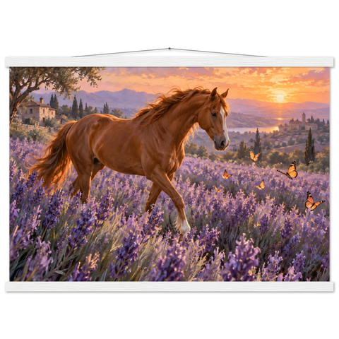 Fuchs im Lavendelhang – Poster mit Leisten 50×70 cm