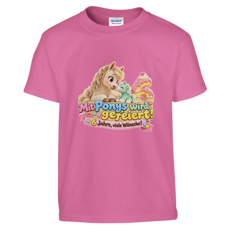 Mit Ponys wird gefeiert! (6 Jahre) – Kinder-T-Shirt