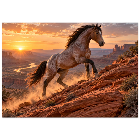 Mustang am roten Hang – Kunstdruck 70×100 cm