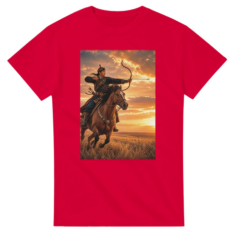 Reiterbogenschütze im goldenen Sonnenuntergang – T-Shirt