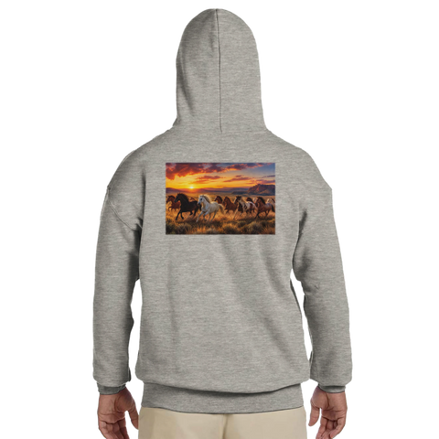 Herde im Abendrot – Hoodie mit Rückendruck