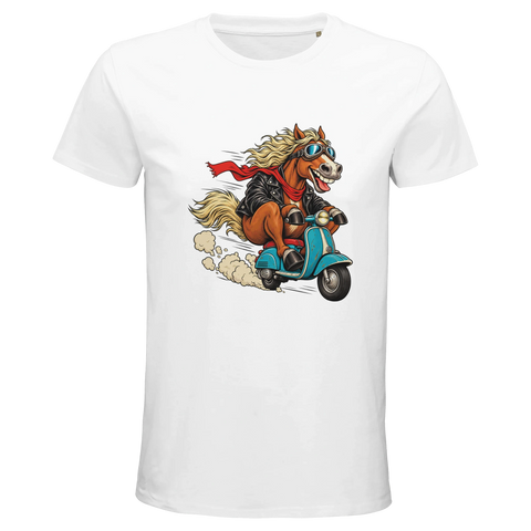 Rocker-Pferd auf dem Motorroller – Bio-T-Shirt Herren