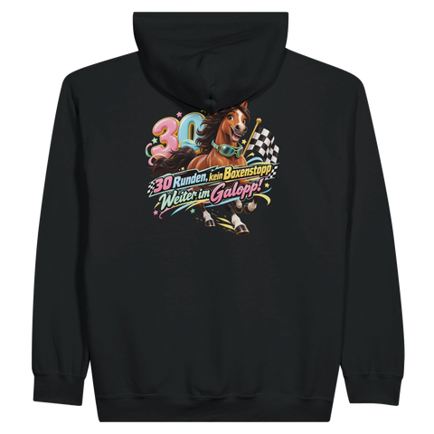 30 Runden, kein Boxenstopp! – Zip-Hoodie mit Rückendruck