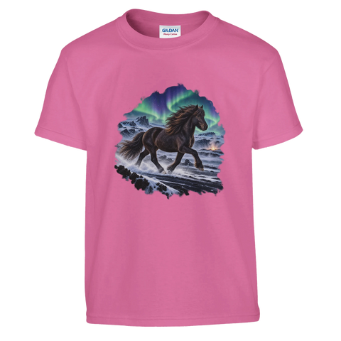 Islandpferd unter Polarlicht – Kinder-T-Shirt