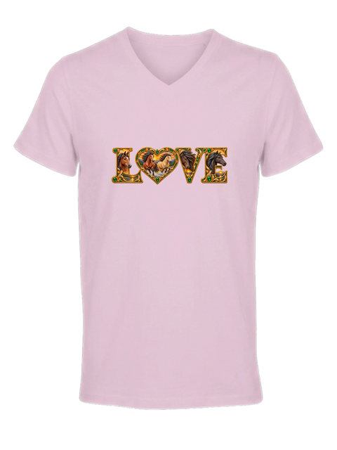 Love – Freiheit in Smaragd und Gold – Damen-T-Shirt V-Ausschnitt