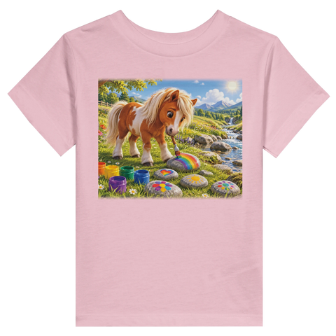 Regenbogenfarbenes Malpony am Bach – Kleinkind-T-Shirt