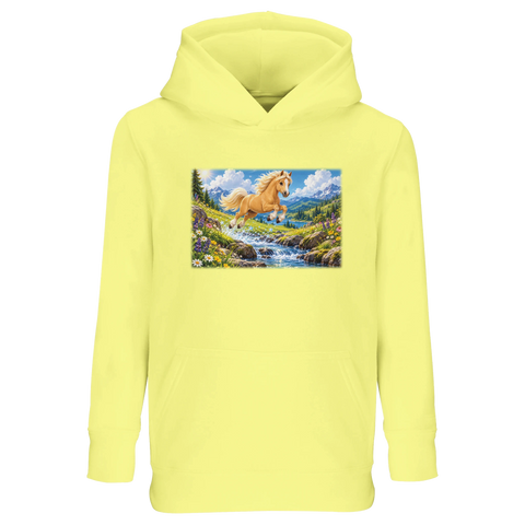 Springendes Pony am Gebirgsbach – Kinder-Hoodie