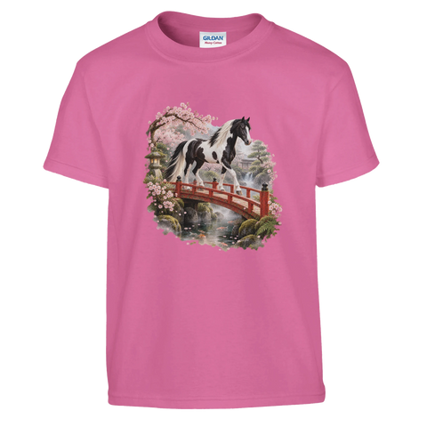 Pinto im japanischen Kirschgarten – Kinder-T-Shirt