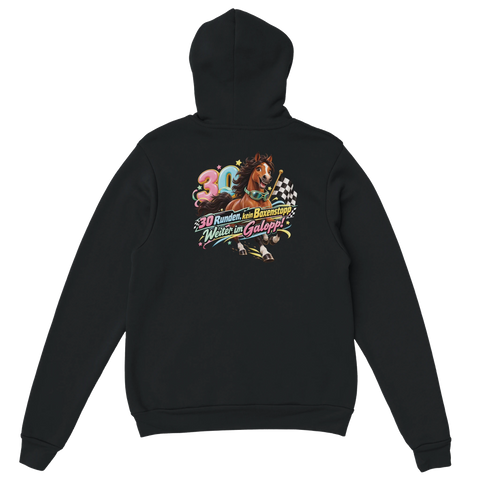 30 Runden, kein Boxenstopp! – Hoodie mit Rückendruck