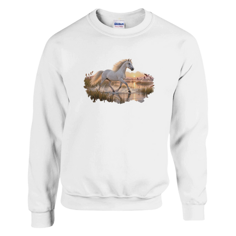 Camargue-Pferd im Flamingo-Marschland – Pullover
