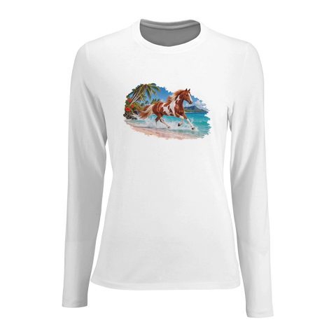 Pinto im türkisen Wasser – Damen-Langarmshirt