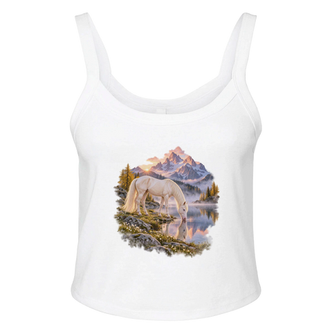 Cremello am Alpensee im Morgengrauen – Ripp-Tank-Top