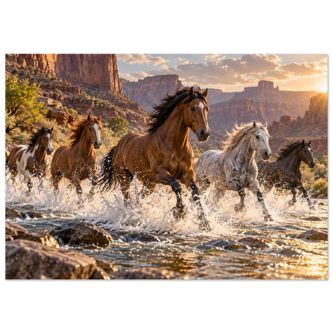 Herde durch den Canyonbach – Forex-Bild 70×100 cm