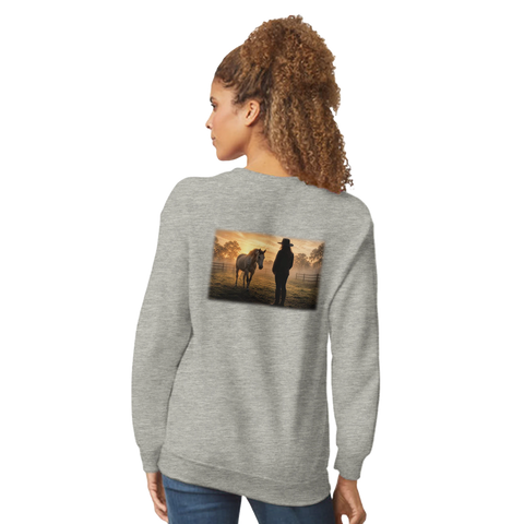 Seelenpferd im Morgenlicht – Pullover mit Rückendruck