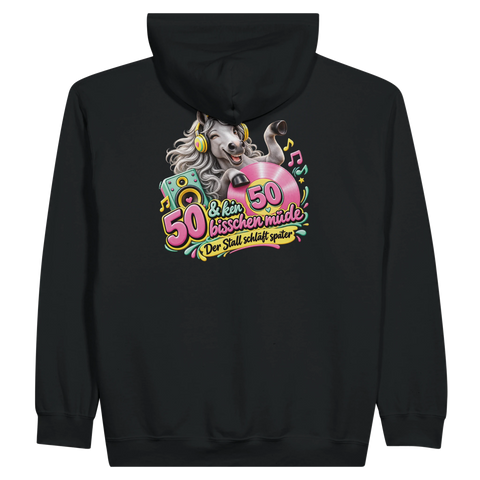50 und kein bisschen müde – Zip-Hoodie mit Rückendruck
