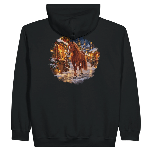 Fuchs auf dem Weihnachtsmarkt – Zip-Hoodie mit Rückendruck
