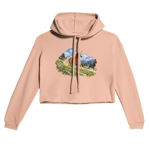 Haflinger auf der Frühlingsalm – Cropped Hoodie