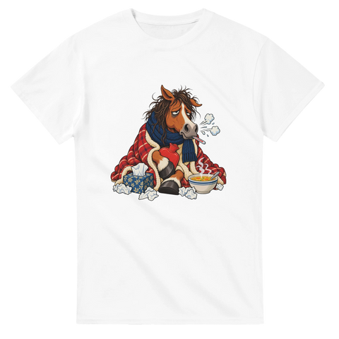 Erkältetes Pferd mit Suppe – T-Shirt