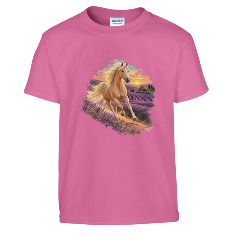 Palomino im Lavendelabend – Kinder-T-Shirt