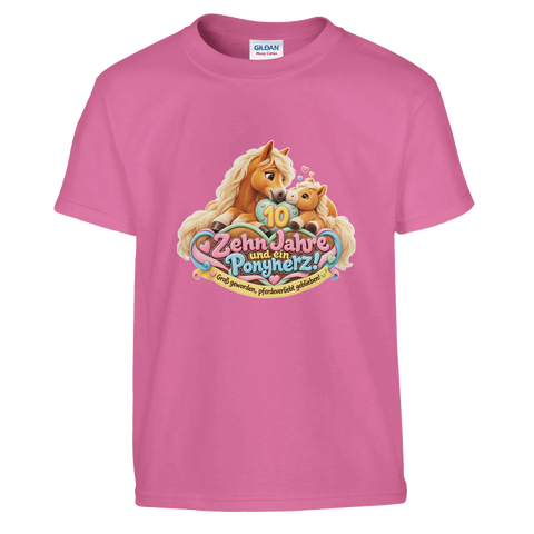 Zehn Jahre und ein Ponyherz! (10 Jahre) – Kinder-T-Shirt