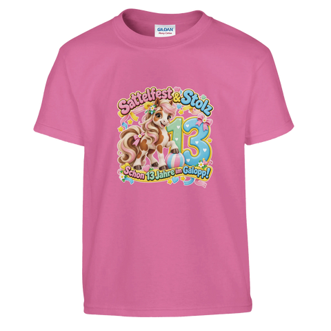 Sattelfest und Stolz (13 Jahre) – Kinder-T-Shirt