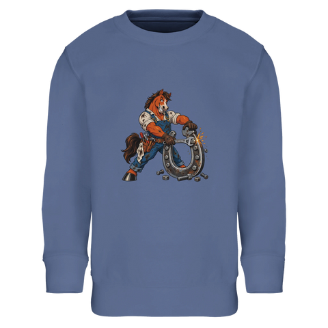 Mechaniker-Pferd mit Riesenhufeisen – Kinder-Pullover