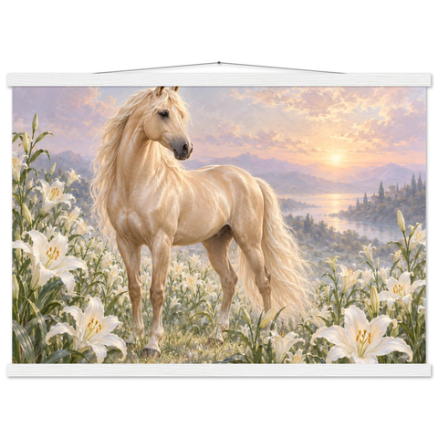 Cremello im Lilienfeld – Poster mit Leisten 50×70 cm