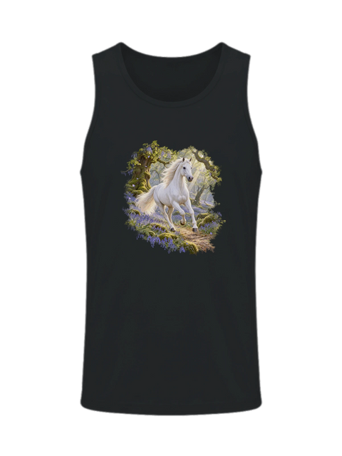Weißes Pferd im Glockenblumenwald – Herren-Tank-Top