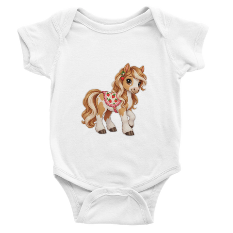 Erdbeer-Sattelchen – Baby-Strampler